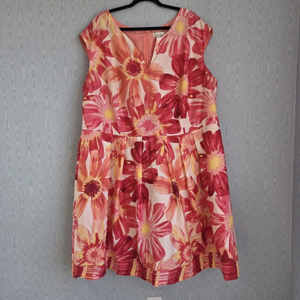 Kim Rogers 24W Dress Floral Short Sleeve‎ Watercolor Art To Wear Dopamine Preppy